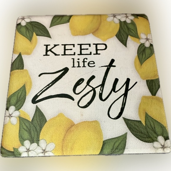 🍋FILL YOUR NEST🍋Lemon-Themed Coaster Set of 4/NWT🍋 - Picture 4 of 6